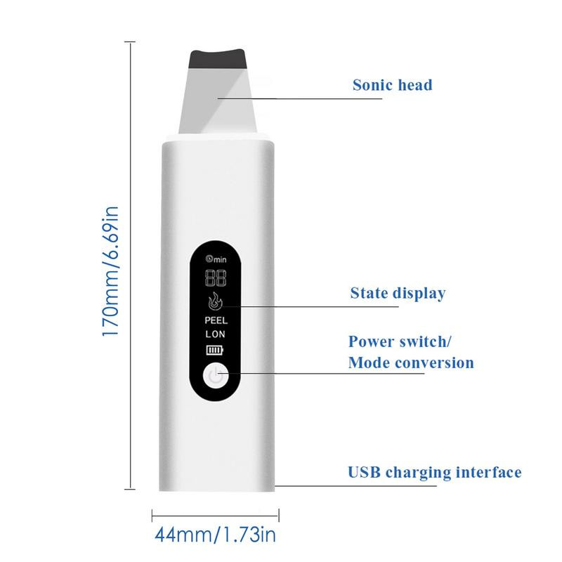 Skin scrubber spatula arcbőrradír spatula mitesszer eltávolító tisztító vízálló USB töltő az arc mély tisztításához
