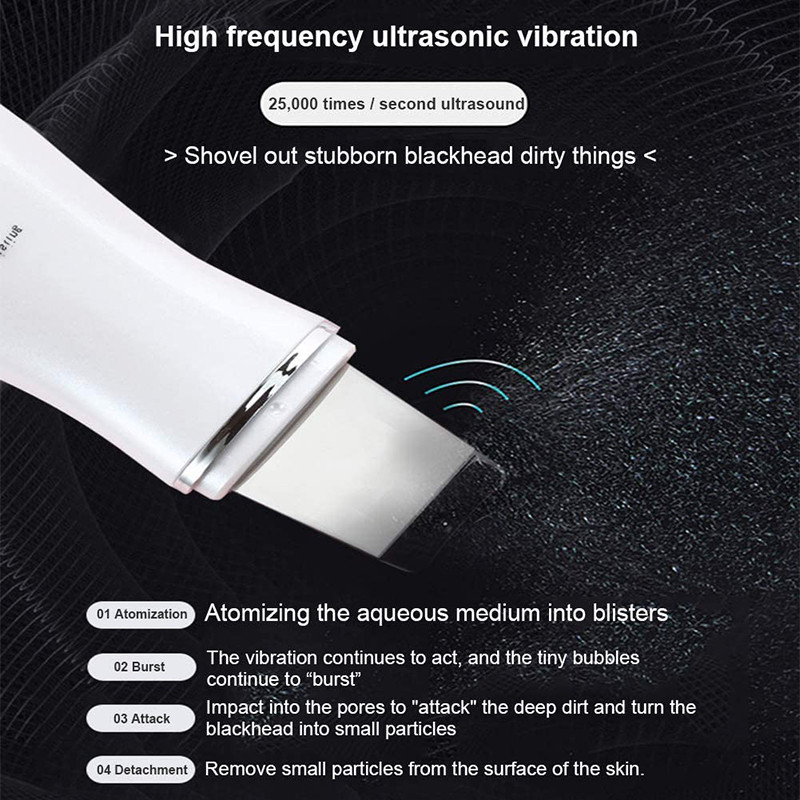 Ultrahangos bőrradír peeling lapát Ion akne mitesszer eltávolító spatula mély arctisztító gép arc lifting masszírozó