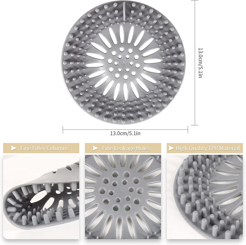 Hajfogó tartós szilikon hajdugó zuhanylefolyó huzatok Könnyen felszerelhető és tisztítható öltöny fürdőszobai kádhoz és konyhához