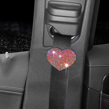 Περιοριστής ζώνης αυτοκινήτου με διαμάντια διακόσμηση Ζώνης ασφαλείας Ελαστικός ρυθμιστής σταθερής προσαρμογής πόρπη Αντιολισθητικό κούμπωμα