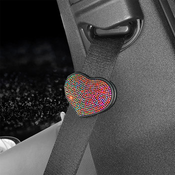 Περιοριστής ζώνης αυτοκινήτου με διαμάντια διακόσμηση Ζώνης ασφαλείας Ελαστικός ρυθμιστής σταθερής προσαρμογής πόρπη Αντιολισθητικό κούμπωμα