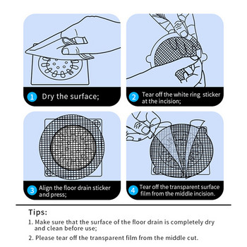 10PCS Кръгли отводнителни канали за еднократна употреба Мрежести стикери за улавяне на косми Мрежести стикери за къпане в банята Запушалки за коси Аксесоари за мрежи