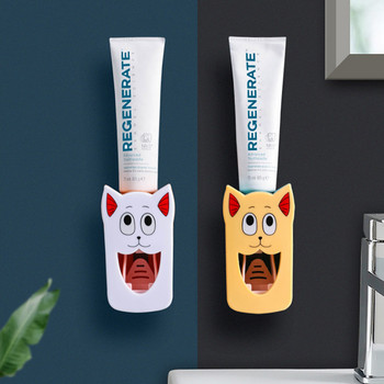 Изстисквачка за паста за зъби за деца Автоматичен държач за паста за зъби Стенен монтиран преса Дозатор Поставка за туба Сладки аксесоари за баня