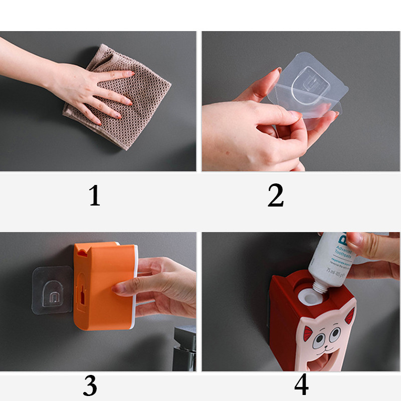 Dantų pastos spaustukas vaikams Automatinis dantų pastos laikiklis sienoje montuojamas preso dozatoriaus vamzdelio stovas Mieli vonios priedai
