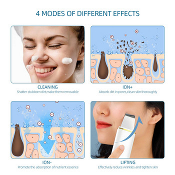 Υπερηχητικό όργανο καθαρισμού ιόντων Μασάζ Skin scrubber Peeling Shovel Facial Pore Cleaner Face Skin Scrubber Lift Machine