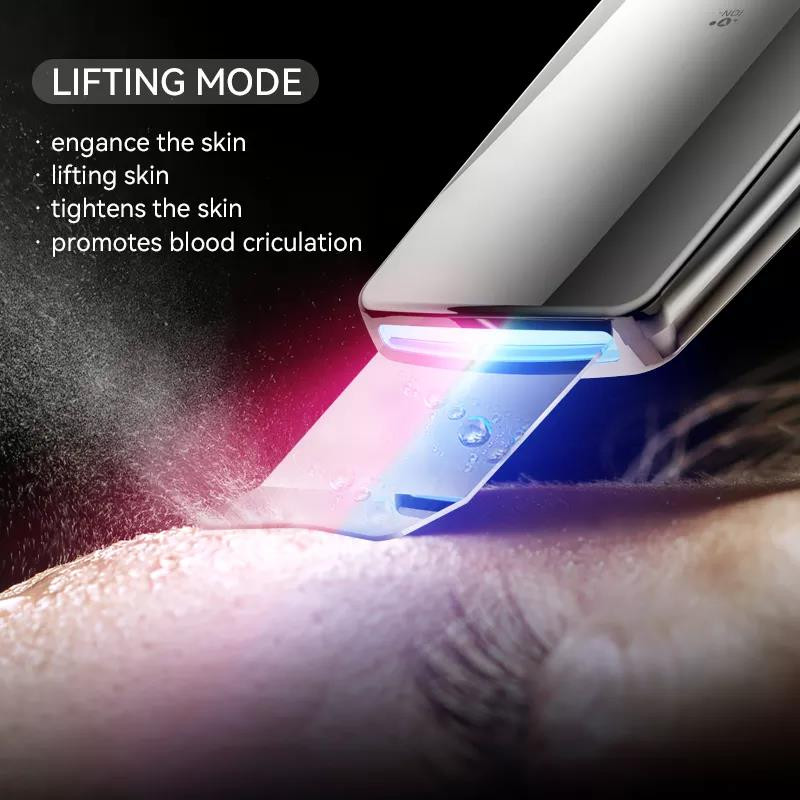 NAUJIENA 6-IN-1 Veido odos šveitiklis Raudona ir mėlyna LED fotonų terapija EMS Ultragarsinis porų giluminis šveitiklis Pilingas inkštirų šveitimas