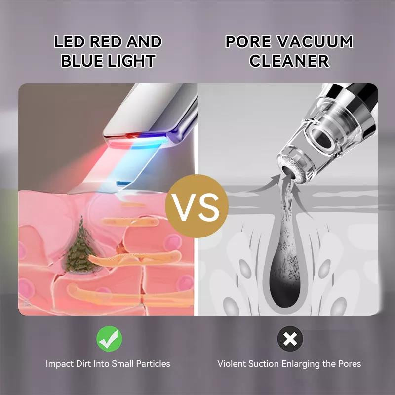 NAUJIENA 6-IN-1 Veido odos šveitiklis Raudona ir mėlyna LED fotonų terapija EMS Ultragarsinis porų giluminis šveitiklis Pilingas inkštirų šveitimas