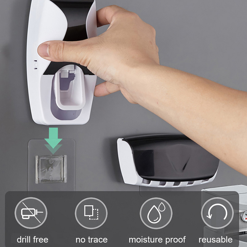 Автоматична изстисквачка за паста за зъби Държач за електрическа четка за зъби Самозалепващ се комплект дозатор за паста за зъби за използване в семейна баня