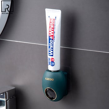 Автоматичен диспенсер за паста с формата на яйце Бяла тръба, търкаляща се дентална преса за паста за зъби Модерна преса за изстискване, окачена на стена, изстисквачка за паста за зъби