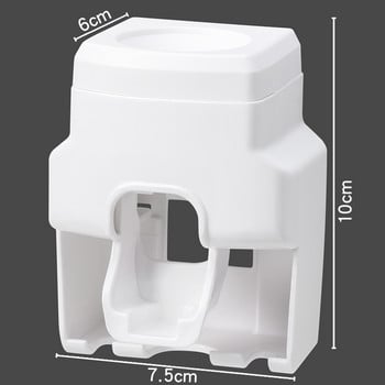 Creative Стенен монтаж Автоматичен дозатор за паста за зъби и малък държач за четка за зъби Изстисквачка за паста за зъби за семеен душ Баня