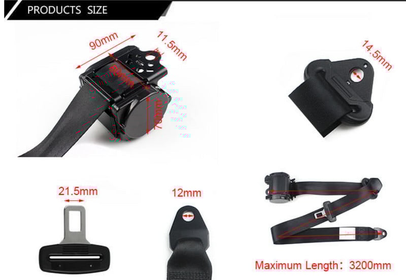 Κλείδωμα έκτακτης ανάγκης Ιμάντας ιμάντα ασφαλείας Κόκκινο μπλε Πτυσσόμενη ζώνη ασφαλείας αυτοκινήτου 3 σημείων με βίδες Ζώνη αγκαλιάς αυτόματη ζώνη ασφαλείας 26700N