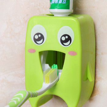 Автоматичен дозатор за паста за зъби за деца Монтиран на стена Пластмаса за изстискване на паста за зъби Спестяващ почистващ препарат Екструдер Аксесоари за баня