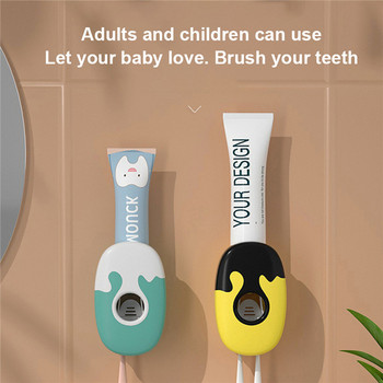 Монтиран на стена автоматичен дозатор за паста за зъби Паста за зъби Прахоустойчива изстисквачка Поставка за четка за зъби Поставка за съхранение Аксесоари за баня