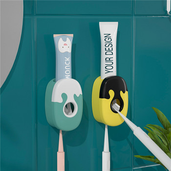 Монтиран на стена автоматичен дозатор за паста за зъби Паста за зъби Прахоустойчива изстисквачка Поставка за четка за зъби Поставка за съхранение Аксесоари за баня