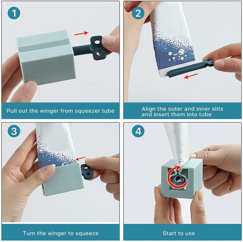 2P dantų pastos spaustukas, universalus riečiantis dantų pastos laikiklio stovas, taupo dantų pastą, kremų vamzdelių spaustuvai dozatoriaus volelis
