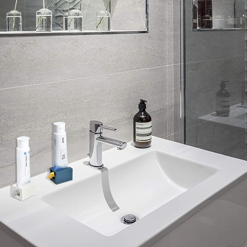 2P dantų pastos spaustukas, universalus riečiantis dantų pastos laikiklio stovas, taupo dantų pastą, kremų vamzdelių spaustuvai dozatoriaus volelis