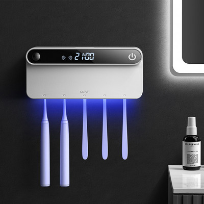 ONEUP Smart LED HD Screen fogkefe tartó UV sterilizáló fogkrém fogkefe tároló doboz fürdőszobai kiegészítők otthonra