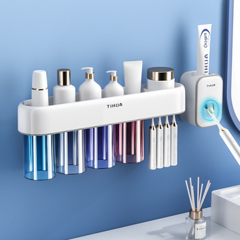 ONEUP Мултифункционален държач за четка за зъби Поставка за домашно съхранение Автоматичен дозатор за паста за зъби Изстисквачка Комплекти аксесоари за баня