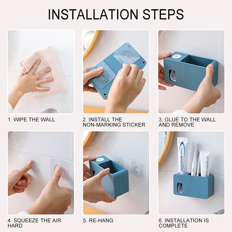 Automatski dozator paste za zube Zidni otporan na prašinu Cjedilo za pastu za zube Držač četkice za kućnu kupaonicu