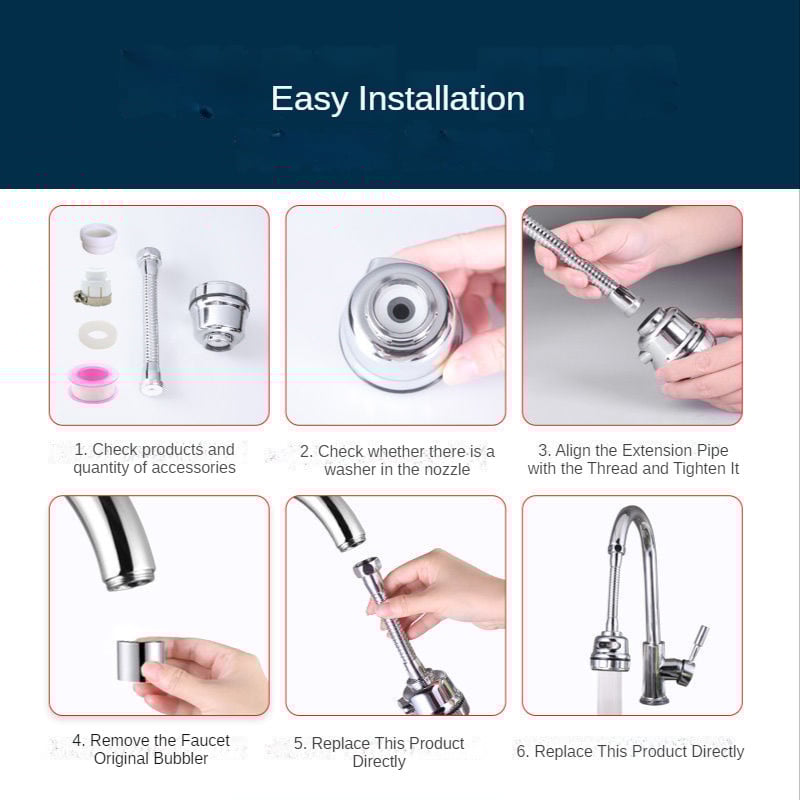 Beállító Csaphosszabbító adapter fúvókával fröccsenésmentes 360 fokban elforgatható csaptelep hosszabbító cső konyhai kiegészítőkhöz