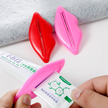 2 бр. Лесен дозатор за паста за зъби Форма на устни Пластмасова тръба за изстискване на паста за зъби Полезна ролка за паста за зъби за домашна баня