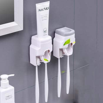 Αυτόματος διανομέας οδοντόκρεμας Βάση τοίχου Αξεσουάρ μπάνιου Αδιάβροχη θήκη οδοντόβουρτσας οδοντόκρεμας