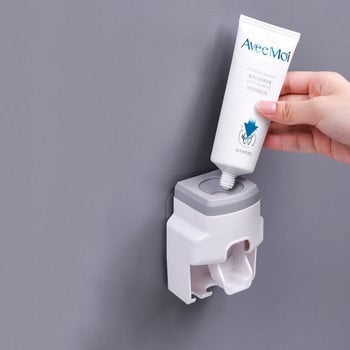 Автоматичен дозатор за паста за зъби Стенен монтаж Аксесоари за баня Водоустойчива изстисквачка за паста за зъби Поставка за четка за зъби