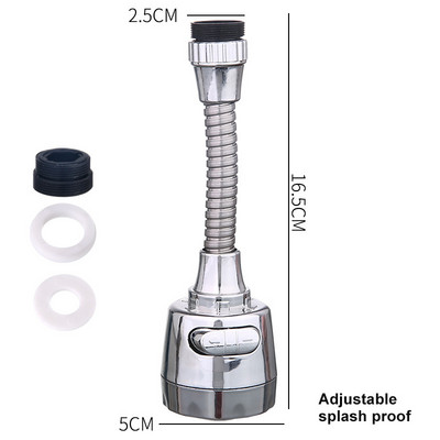 Flexibil 360 de grade, economisirea dușului, duză de înaltă presiune, conector pentru robinet din oțel inoxidabil, cap de robinet reglabil anti stropire pentru bucătărie