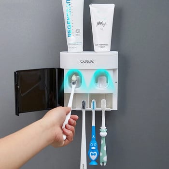 Автоматичен дозатор за паста за зъби Стенен изстисквач за паста за зъби Магнитен държач за четка за зъби Поставка за паста за зъби Аксесоари за баня