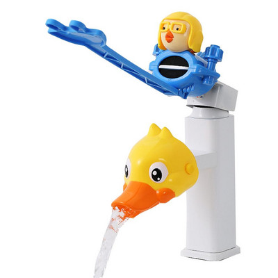 Kit de extensie pentru robinet în formă de rață de desene animate Prelungire pentru robinet pentru spălarea mâinilor pentru bebeluși, rezistentă la stropire, accesorii pentru baie