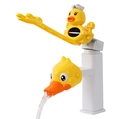 Kit de extensie pentru robinet în formă de rață de desene animate Prelungire pentru robinet pentru spălarea mâinilor pentru bebeluși, rezistentă la stropire, accesorii pentru baie