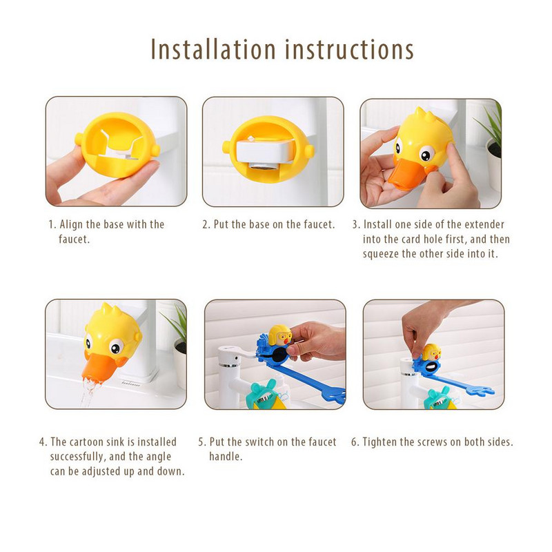 Komplet produživača slavine u obliku patke, silikonski nastavak za slavinu za pranje ruku za bebe Vodena cijev otporna na prskanje Kupaonski dodaci
