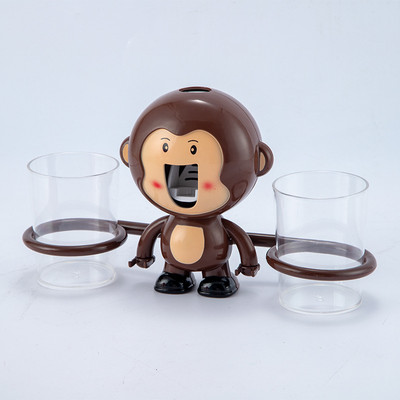 Prie sienos tvirtinamas mielas augintinio burnos skalavimo skysčio puodelio laikiklis animacinių filmų dantų šepetėlio laikiklis vonios kambariui vaikams automatinis dantų pastos išspaudimo įtaisas