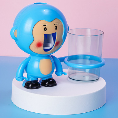 Prie sienos tvirtinamas mielas augintinio burnos skalavimo skysčio puodelio laikiklis animacinių filmų dantų šepetėlio laikiklis vonios kambariui vaikams automatinis dantų pastos išspaudimo įtaisas