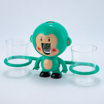 Prie sienos tvirtinamas mielas augintinio burnos skalavimo skysčio puodelio laikiklis animacinių filmų dantų šepetėlio laikiklis vonios kambariui vaikams automatinis dantų pastos išspaudimo įtaisas