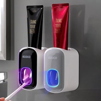Автоматичен дозатор за паста за зъби Монтиран на стена баня Аксесоари за баня Водоустойчива изстисквачка за паста за зъби Поставка за четка за зъби ECOCO