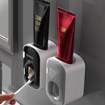 Автоматичен дозатор за паста за зъби Монтиран на стена баня Аксесоари за баня Водоустойчива изстисквачка за паста за зъби Поставка за четка за зъби ECOCO