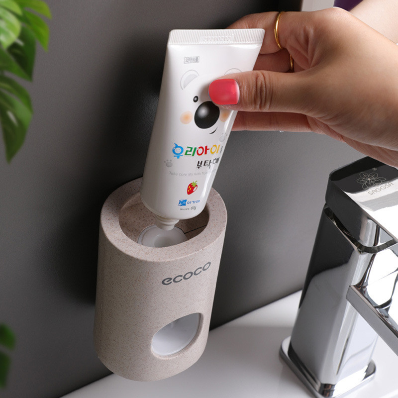 Automatinis dantų pastos dozatorius, montuojamas prie sienos Vonios dantų pastos spaustukas Dulkėms atsparus dantų šepetėlio laikiklis, laikymo stovo priedai