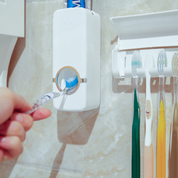 Υψηλής ποιότητας θήκη οδοντόβουρτσας Αυτόματη Στίφτη Οδοντόκρεμας Σετ χωρίς διάτρηση Βάση τοίχου Πλαστική Εργαλεία Μπάνιου Αξεσουάρ