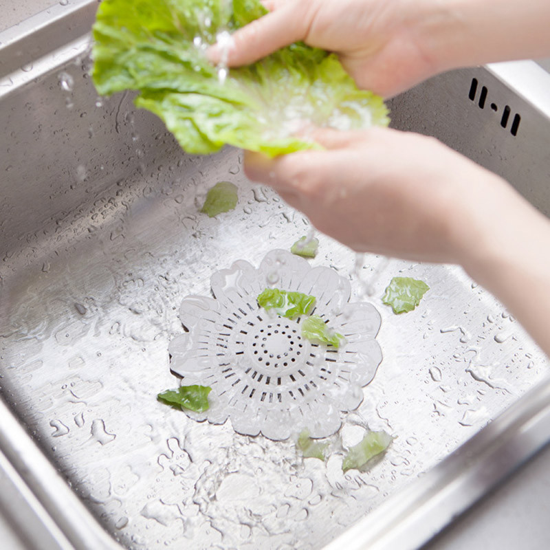 1бр Филтър за коса във форма на цвете Цедки Силиконова антиблокираща канализация Кухненски аксесоар 4 цвята Инструменти за почистване на гевгир за коса