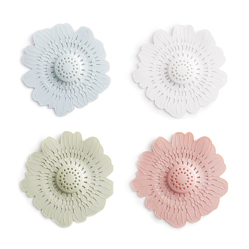 1бр Филтър за коса във форма на цвете Цедки Силиконова антиблокираща канализация Кухненски аксесоар 4 цвята Инструменти за почистване на гевгир за коса