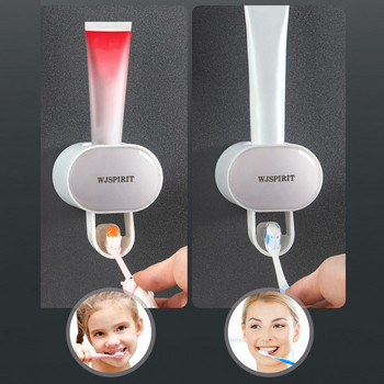 Автоматичен дозатор за паста за зъби Творческа изстисквачка за паста за деца за възрастни Монтаж на стена Поставка за държач на четка за зъби Аксесоари за баня