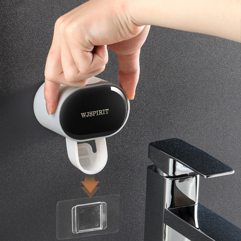 Автоматичен дозатор за паста за зъби Творческа изстисквачка за паста за деца за възрастни Монтаж на стена Поставка за държач на четка за зъби Аксесоари за баня