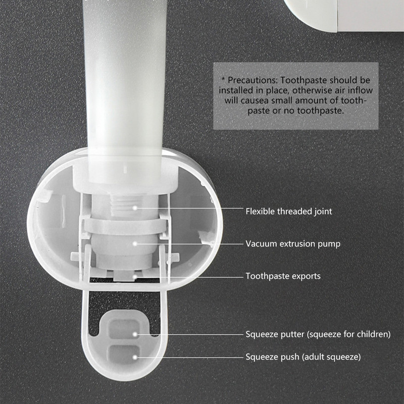 Автоматичен дозатор за паста за зъби Творческа изстисквачка за паста за деца за възрастни Монтаж на стена Поставка за държач на четка за зъби Аксесоари за баня