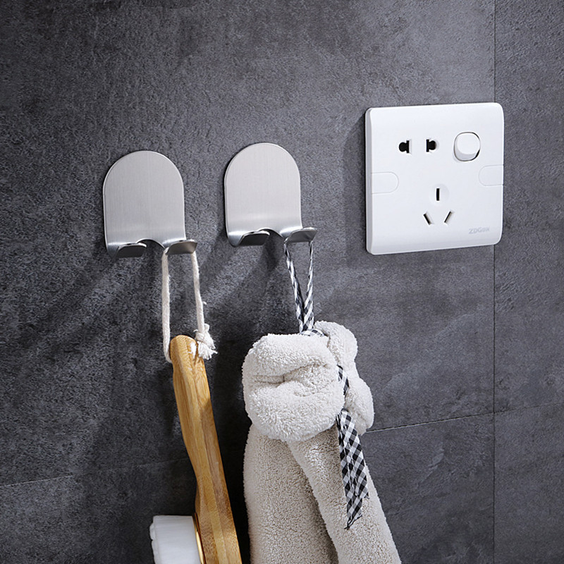 Държач за бръснач от неръждаема стомана Стенна стойка за бръснач за баня Самобръсначка и кърпа Баня Топка Тапа Рафт Лепило Кука за съхранение Ново