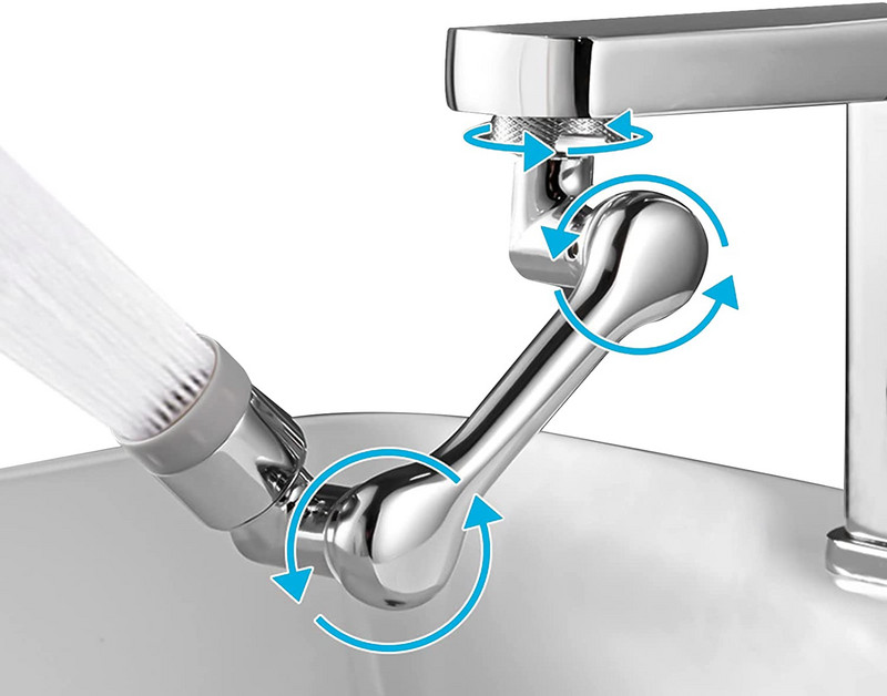 Въртящ се удължителен кран Разпръсквателна глава Универсален кран за баня Кухненски кран Разширителен адаптер Аератор Издръжливи аксесоари за душ