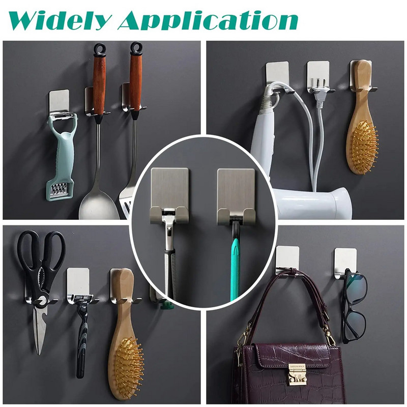 Държач за бръснач за душ Неръждаема стомана Водоустойчиво лепило за стена Куки за самобръсначка Баня Кухня Организирайте Щепсел Кука Висяща кърпа