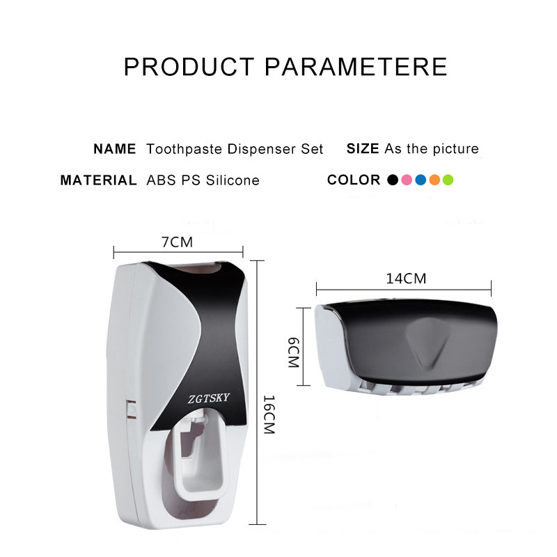 Автоматичен диспенсер за паста за зъби Стенен монтаж Прахоустойчив Държач за четка за зъби Стенен монтаж Поставка за съхранение Комплект аксесоари за баня Изстисквачка