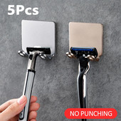 5 бр. Държач за бръснач без перфорация Мъжка стойка за съхранение на самобръсначка Стенни метални куки Стойка за бръснач Стойка Аксесоар за органайзер за баня