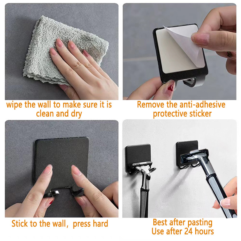 5 бр. Държач за бръснач без перфорация Мъжка стойка за съхранение на самобръсначка Стенни метални куки Стойка за бръснач Стойка Аксесоар за органайзер за баня